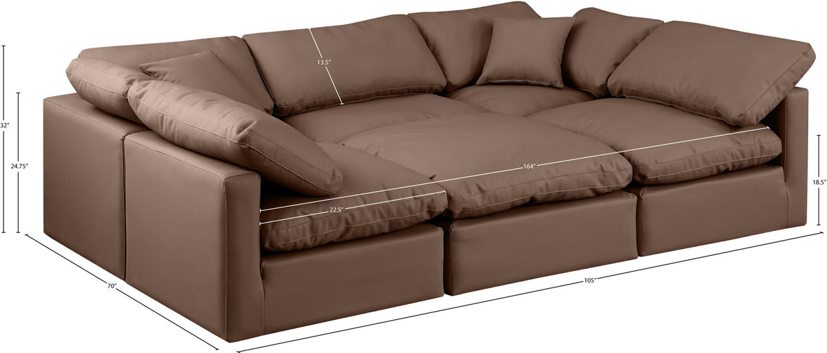 Indulge - Faux Leather 6 Piece Modular Sectional