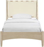 Santos - Vegan Leather Headboard And Wood Bed - Waxed Natural Frame
