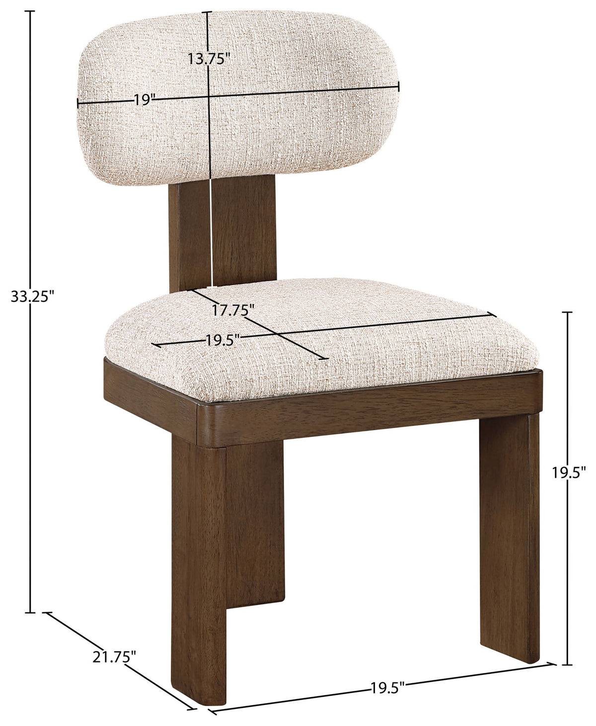Timbra - Linen Textured Fabric Upholstered Dining Chair (Set of 2) - Walnut Base