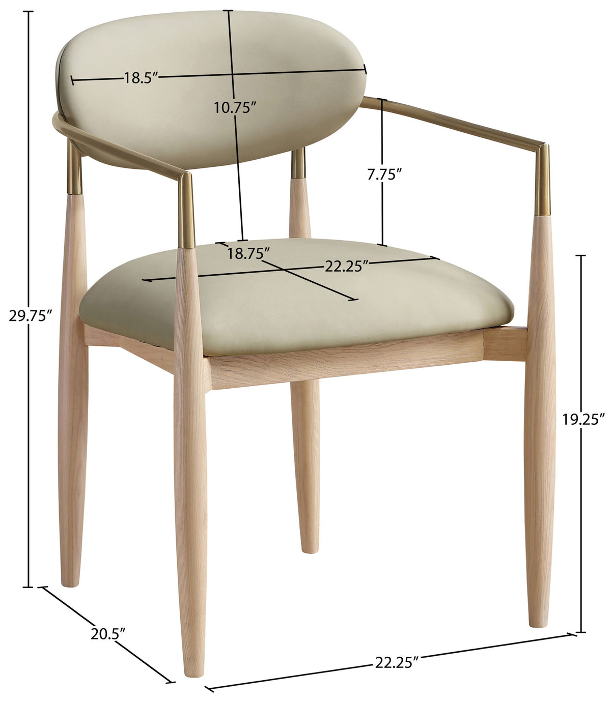 Riccio - Dining Arm Chair (Set of 2) - Natural And Gold Frame