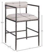 Axis - Linen Textured Beige Fabric Upholstered Counter Stool (Set of 2)