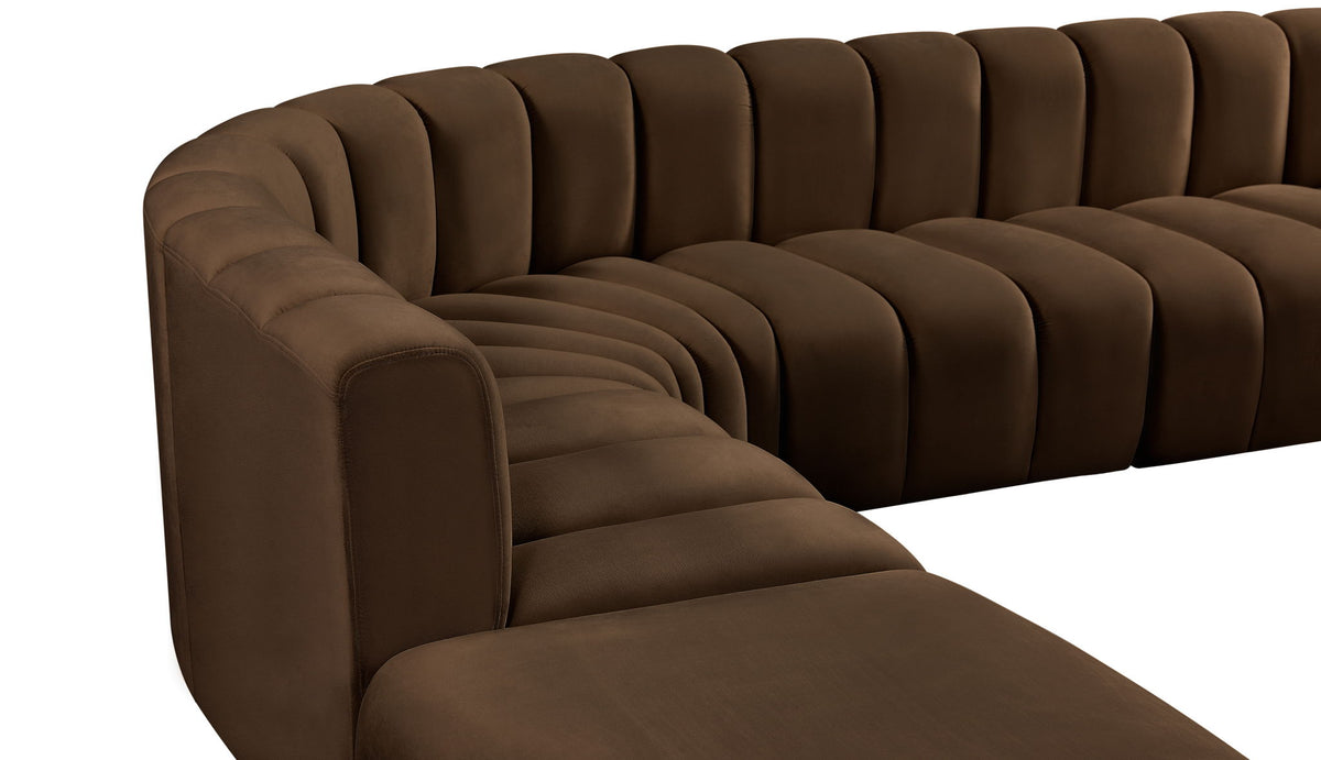 Arc - Velvet 10 Piece Modular Sofa - Brown
