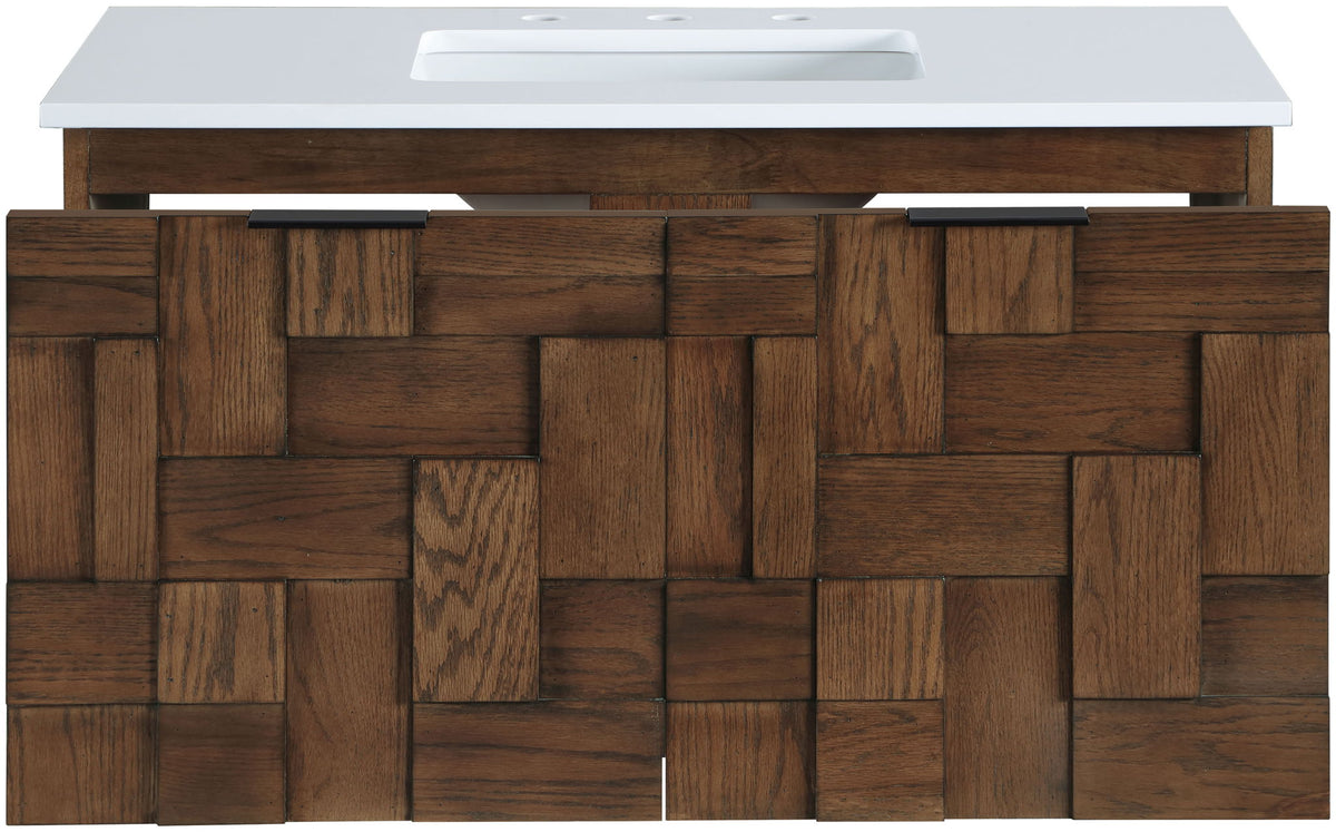Leonardo - Engineered Stone And Solid Wood 24" Wall Mounted Bathroom Vanity