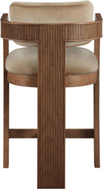 Sacha - Velvet Stool With Brown Base