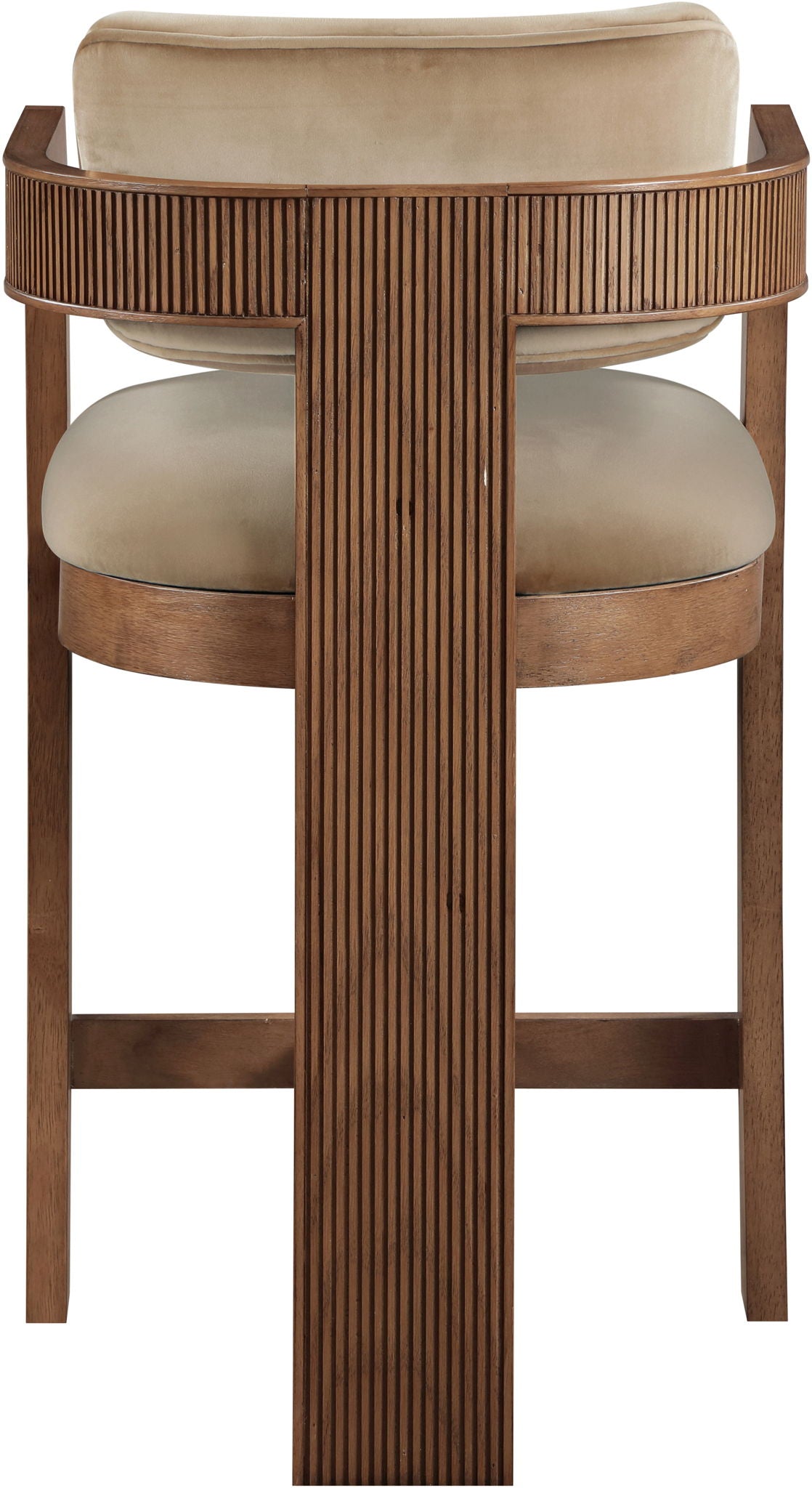 Sacha - Velvet Stool With Brown Base