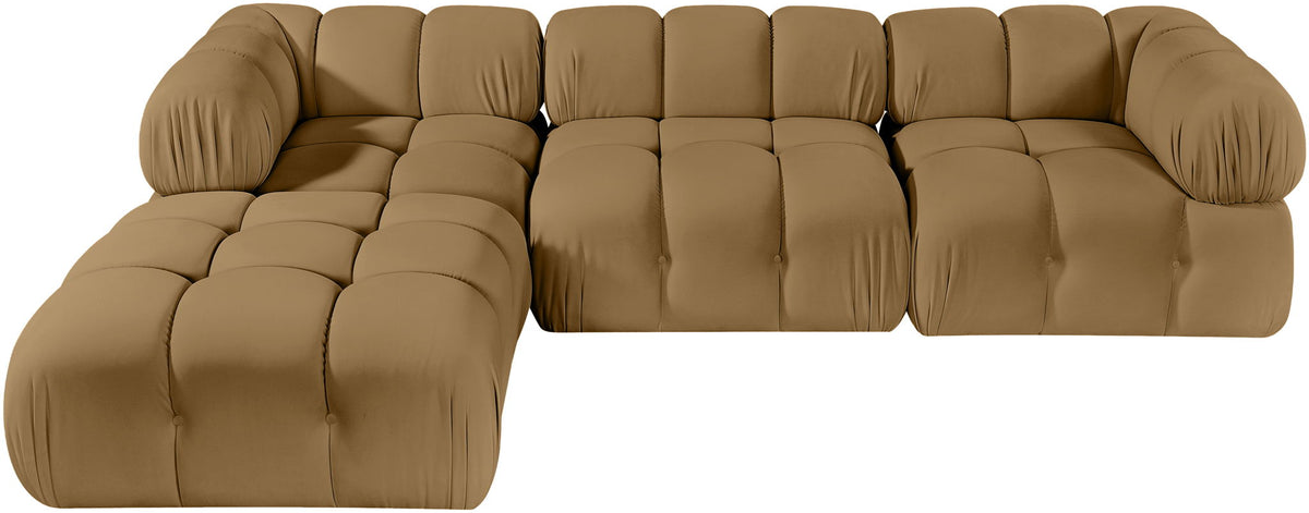 Orin - Velvet 4 Piece Modular Sectional With Chaise