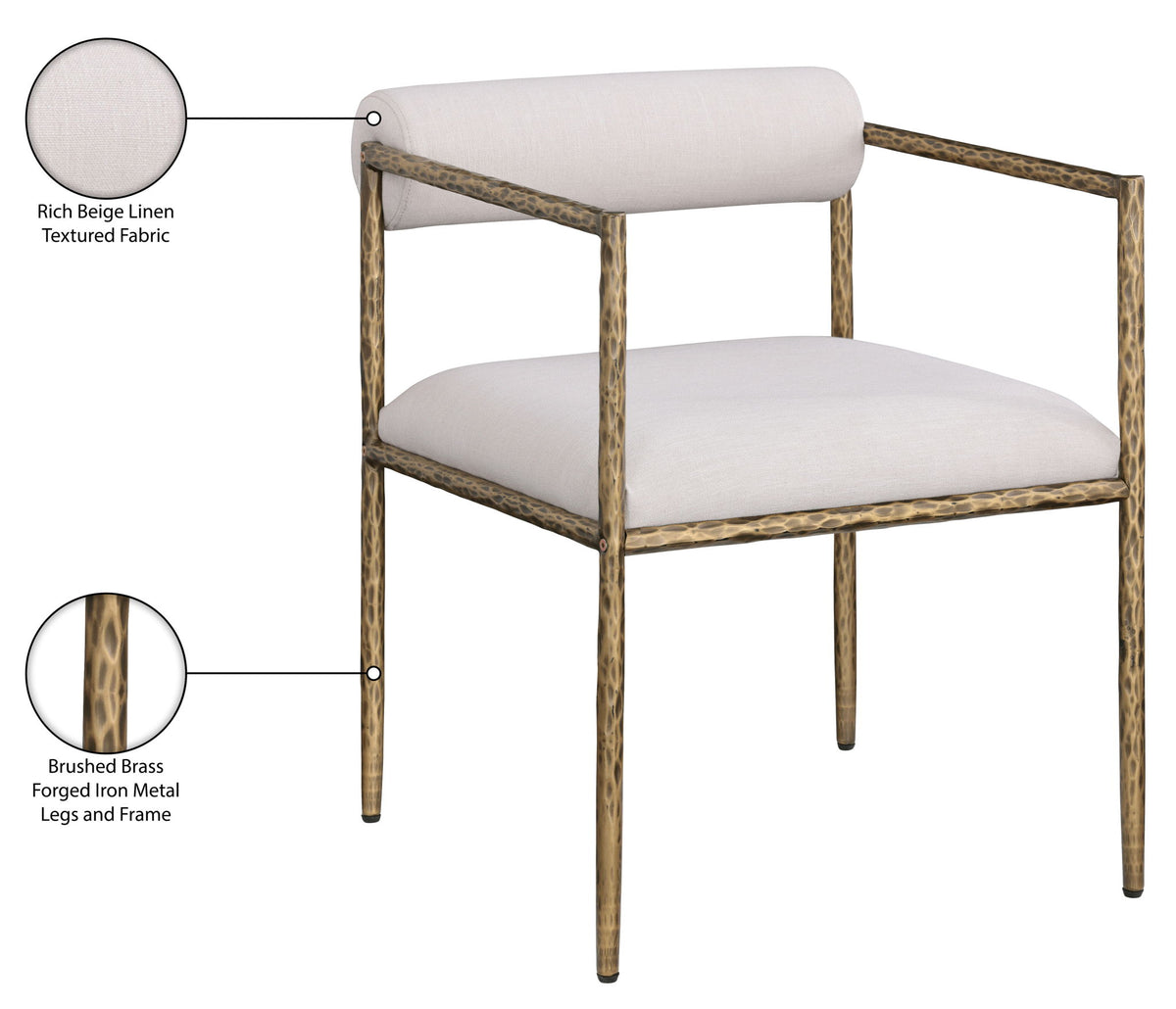 Axis - Linen Textured Beige Fabric Upholstered Dining Chair (Set of 2)