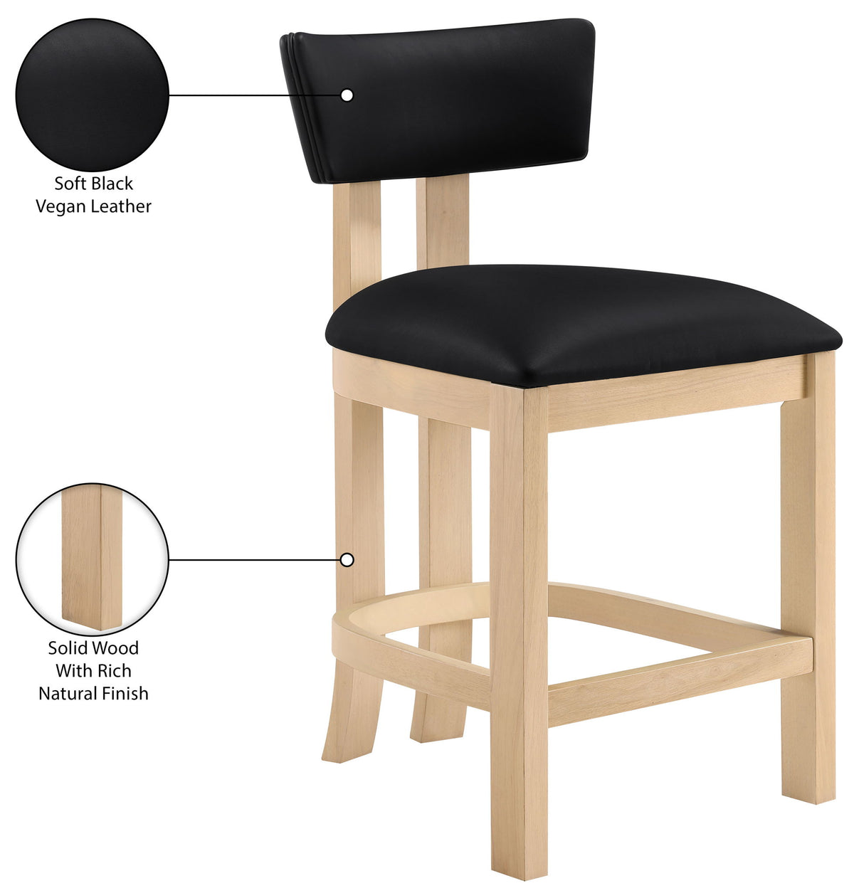 Lavrin - Vegan Leather Counter Stool (Set of 2) - Natural Base