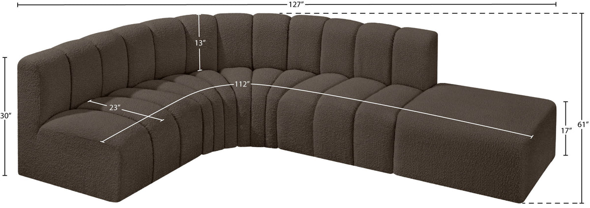 Arc - Boucle Fabric 5 Piece Corner Modular Sofa