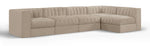 Rummi - Velvet Performance Fabric Upholstered 5 Piece Modular Sectional, L-Shaped (Right)