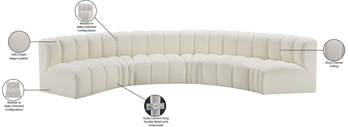 Arc - Faux Leather 6 Piece U-Shaped Modular Sofa