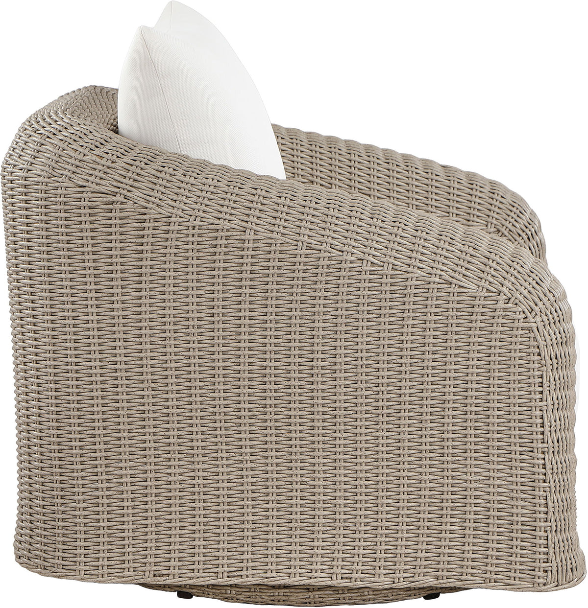 Seacrest - Olefin Water Resistant Fabric And Wicker Outdoor Patio Swivel Chair