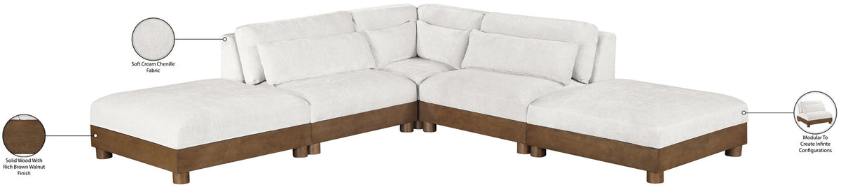 Turin - Chenille Fabric Upholstered Modular Sectional - Cream