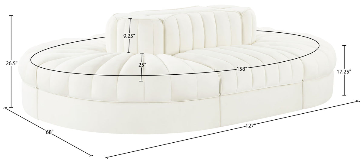 Rummi - Oval Velvet Performance Fabric Upholstered 6 Piece Modular Sectional