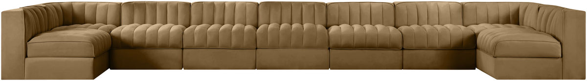 Rummi - Armless Velvet Performance Fabric Upholstered 9 Piece Modular Sectional