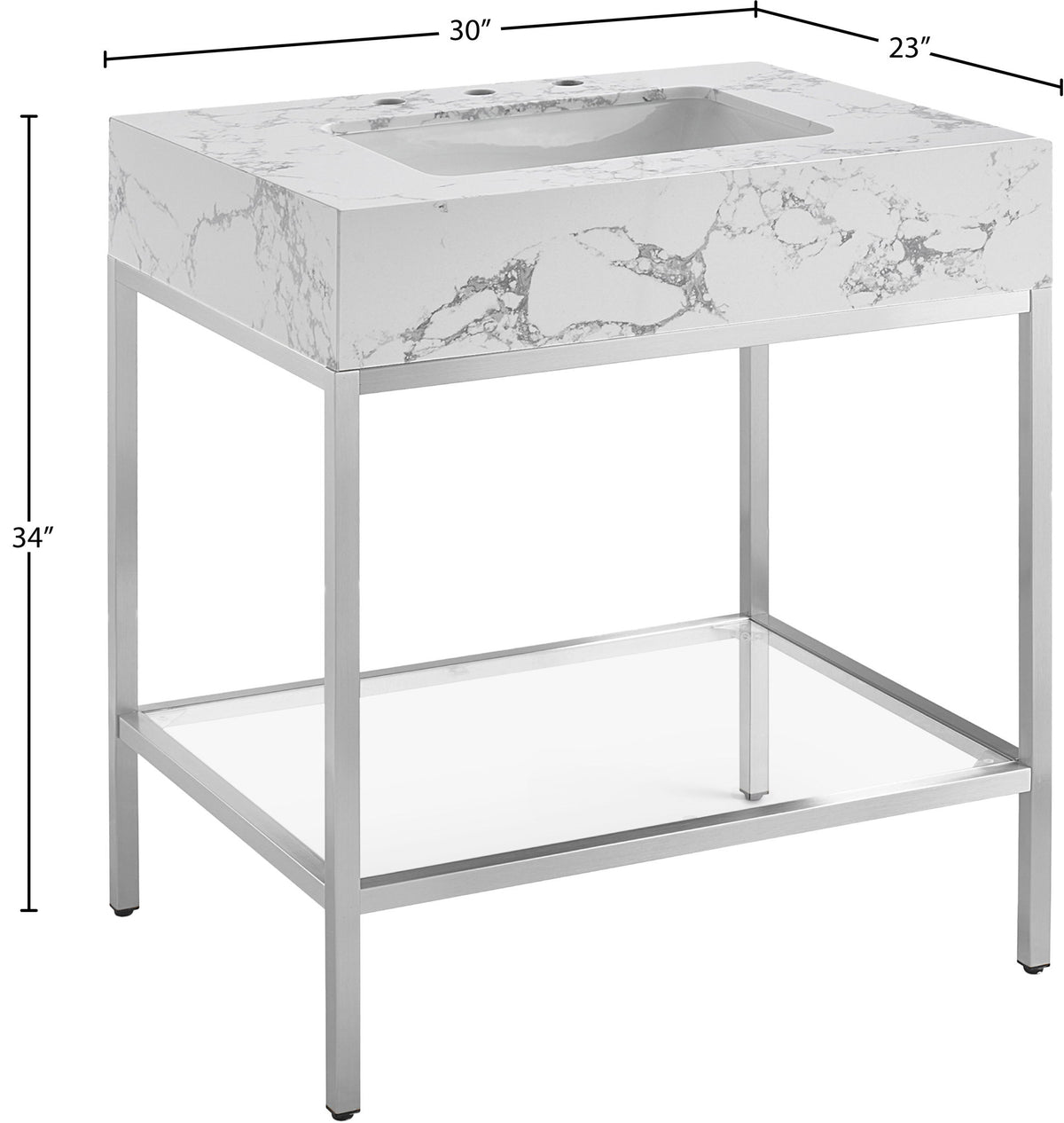 Marmo - Engineered Marble Bathroom Vanity With Chrome Base