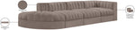 Rummi - Velvet Performance Fabric Upholstered 4 Piece Modular Sectional With Reverse Corner Chair