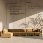 Hammond - Velvet Performance Fabric Upholstered 6 Piece L-Shaped Armless Sectional