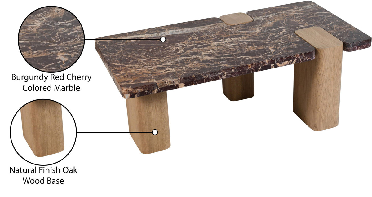Ravenna - Marble/Stone Coffee Table - Burgundy
