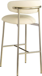 Lupita - Vegan Leather Upholstered Bar Stool (Set of 2) - Cream / Brushed Gold