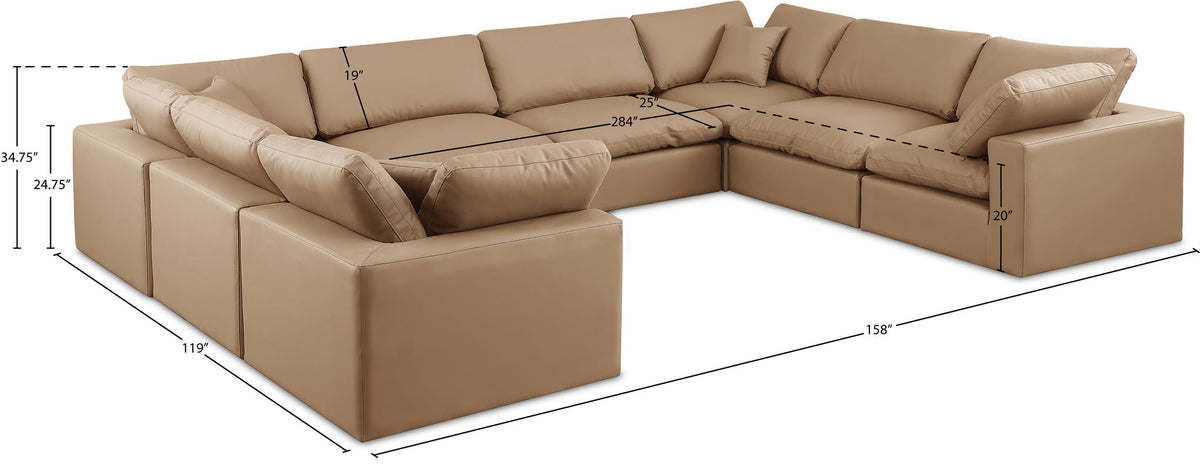 Comfy - 8 Piece Faux Leather Modular Sectional - Tan