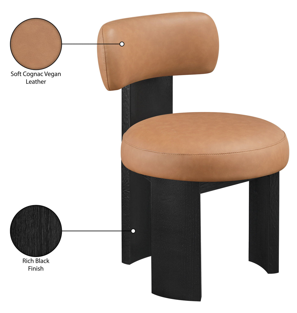 Atelier - Vegan Leather Upholstered Dining Chair (Set of 2) - Black Frame