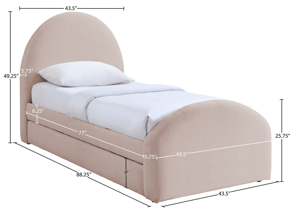 Andaz - Chenille Fabric Upholstered Trundle Bed