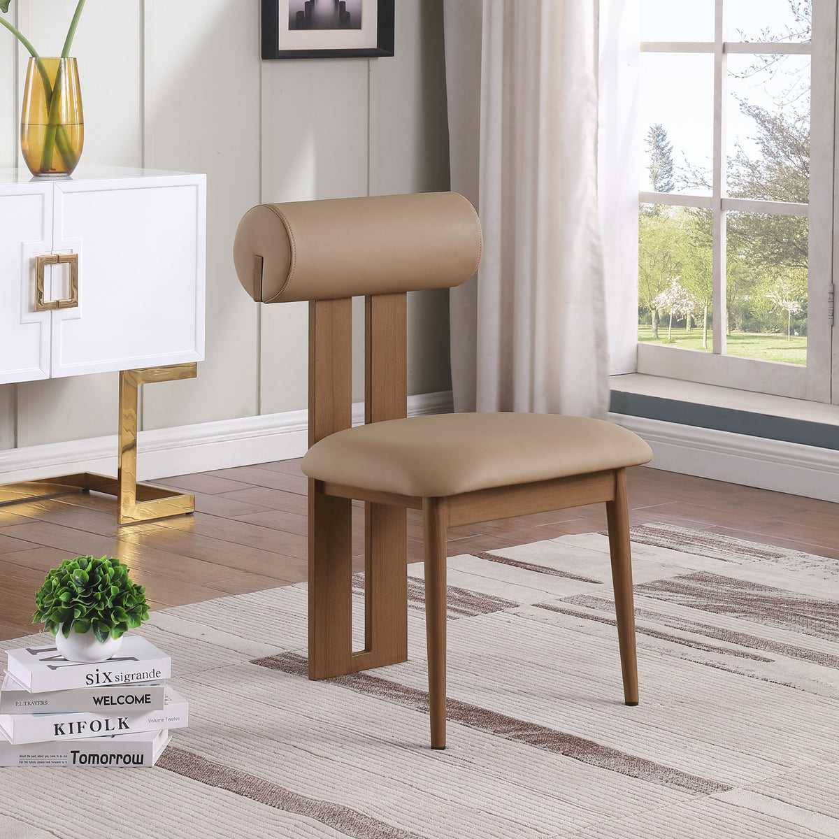 Dario - Faux Leather Dining Chair With Brown Frame (Set of 2)