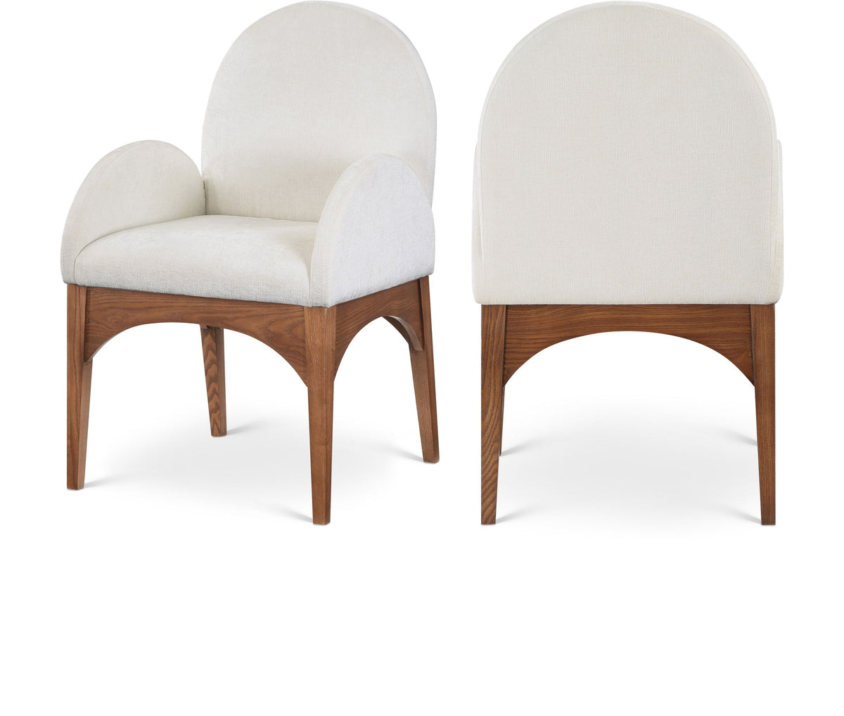 Waldorf - Chenille Dining Arm Chair With Brown Legs
