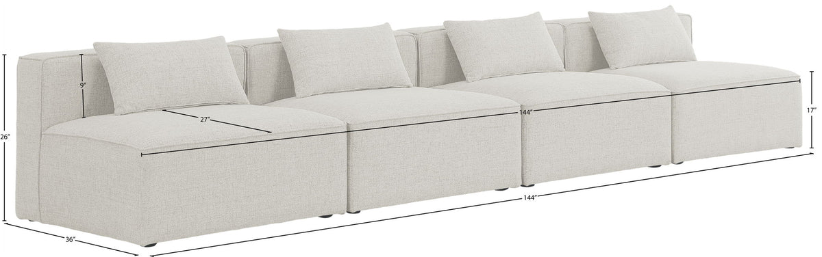 Cube - Linen Modular 4 Seat Armless Sofa
