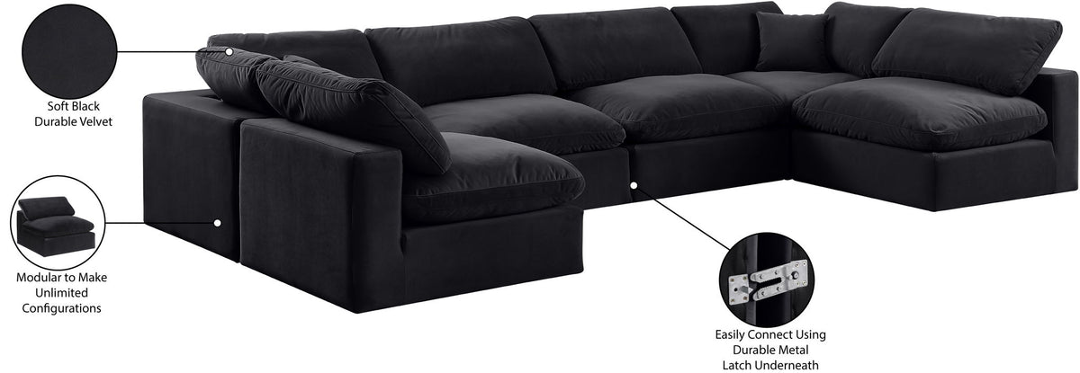 Comfy - 6 Piece Velvet Modular Armless Sectional