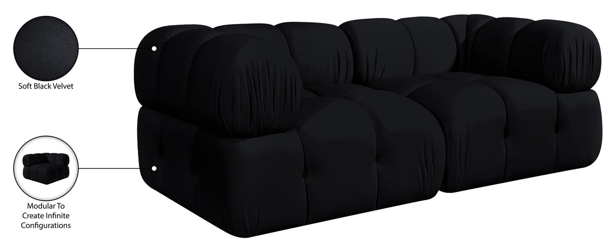 Orin - Velvet Performance Fabric Upholstered 2 Piece Modular Sofa (2 Corner Chairs)