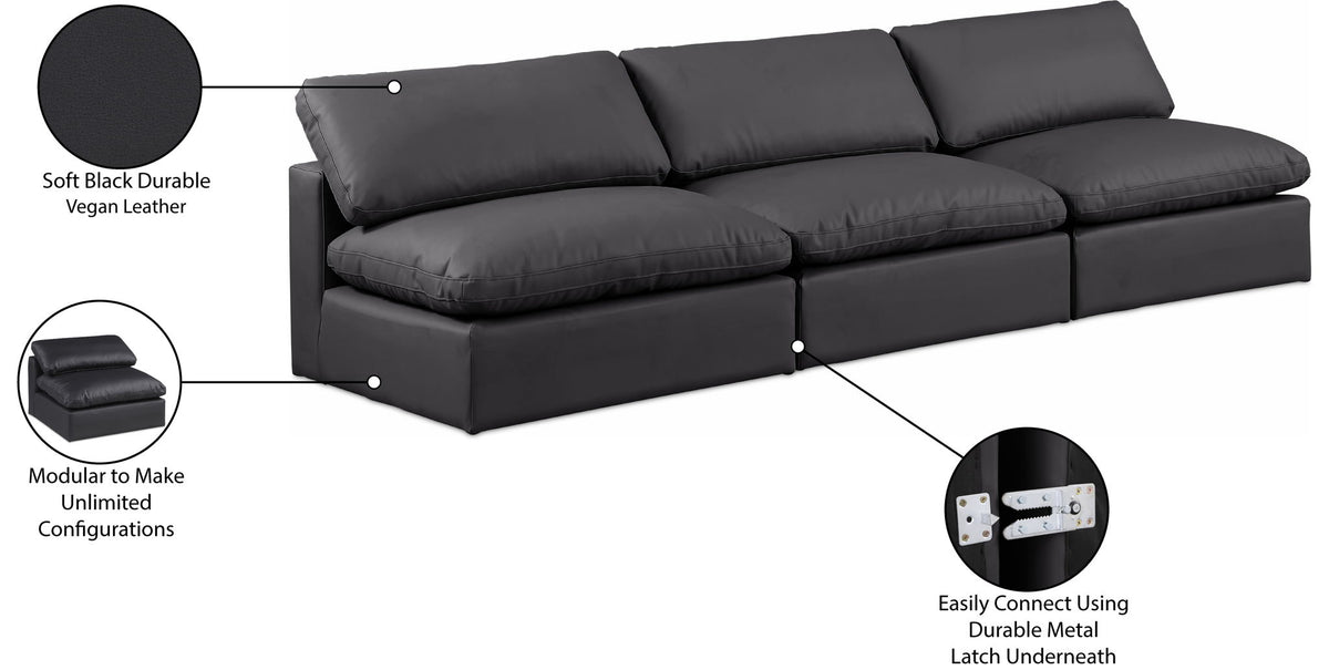 Comfy - Faux Leather Modular Armless Sofa 3 Seats