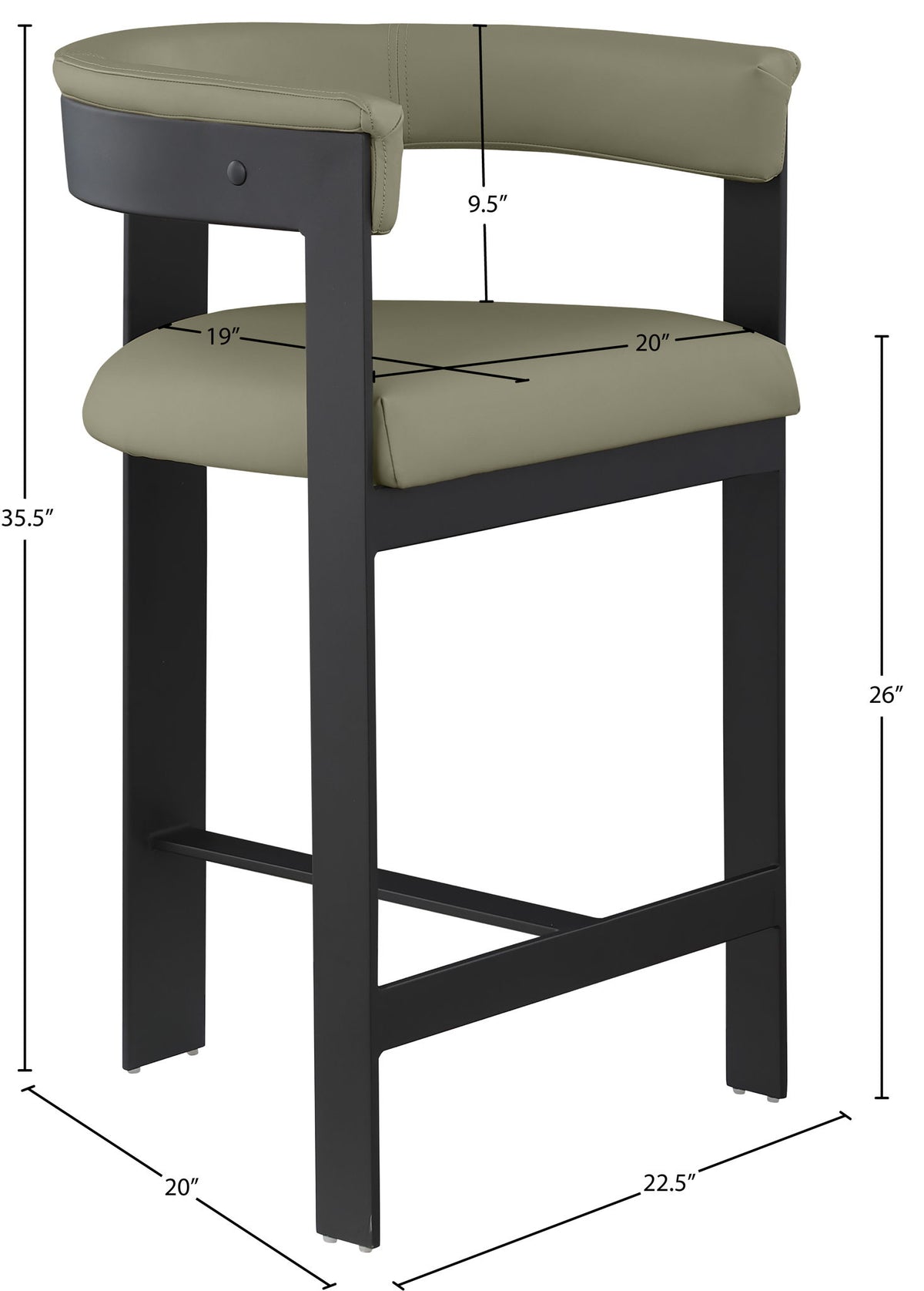 Romeo - Faux Leather Counter Stool With Black Base (Set of 2)