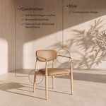 Ronda - Vegan Leather Upholstered Dining Arm Chair - Natural Legs