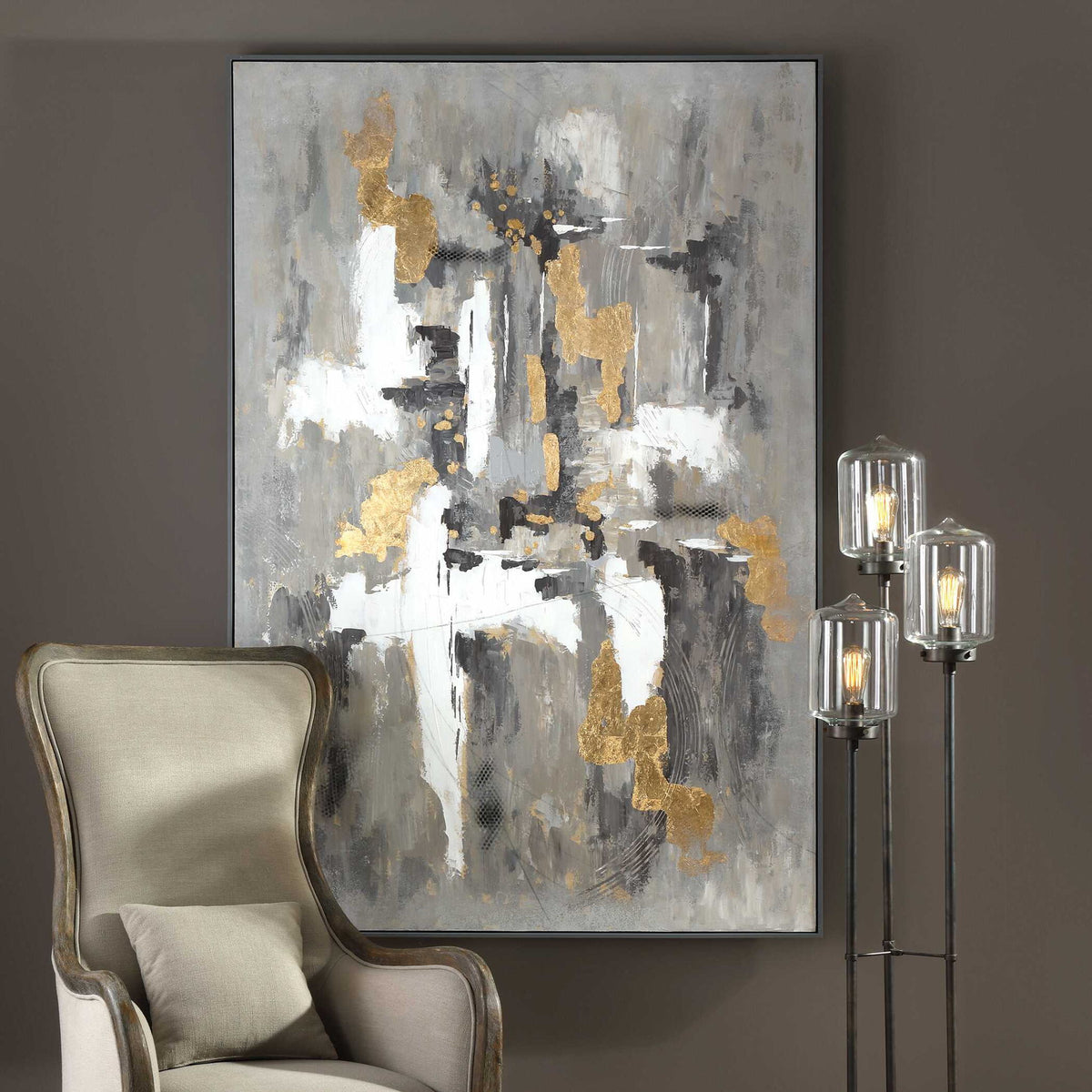 Crossover - Hand Painted Canvas - Black / Gold / Gray