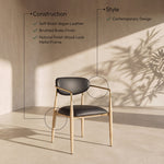 Ronda - Vegan Leather Upholstered Dining Arm Chair - Natural Legs