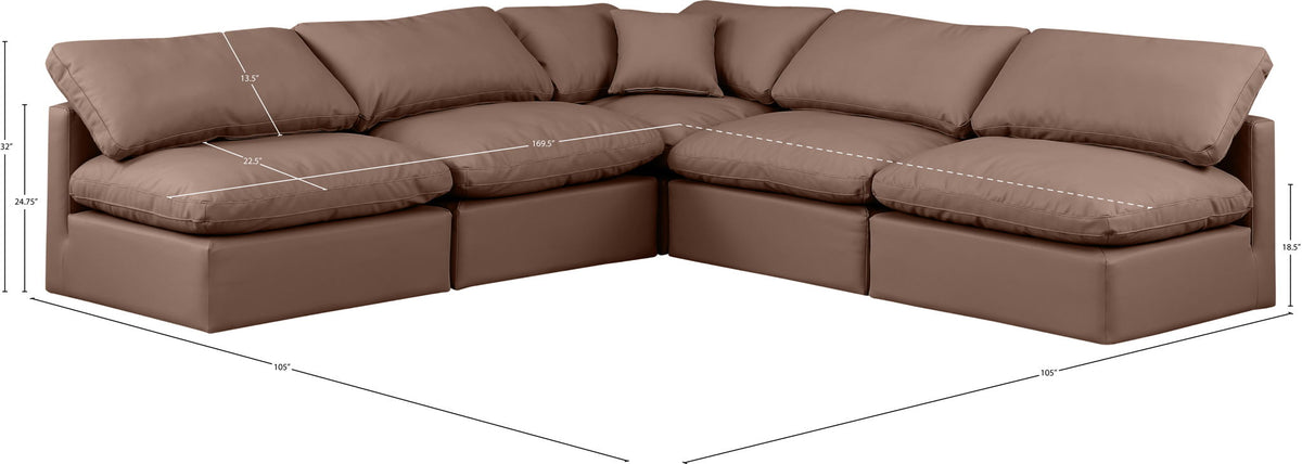 Indulge - Faux Leather 5 Piece Modular Corner Armless Sectional