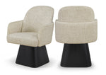 Marlowe - Linen Textured Fabric Upholstered Swivel Dining Arm Chair - Stained Black