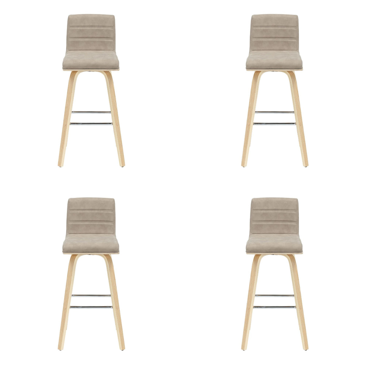 Vienna - 39.5" Swivel Bar Height Square Back Wood Bar Stool With Faux Leather Seat