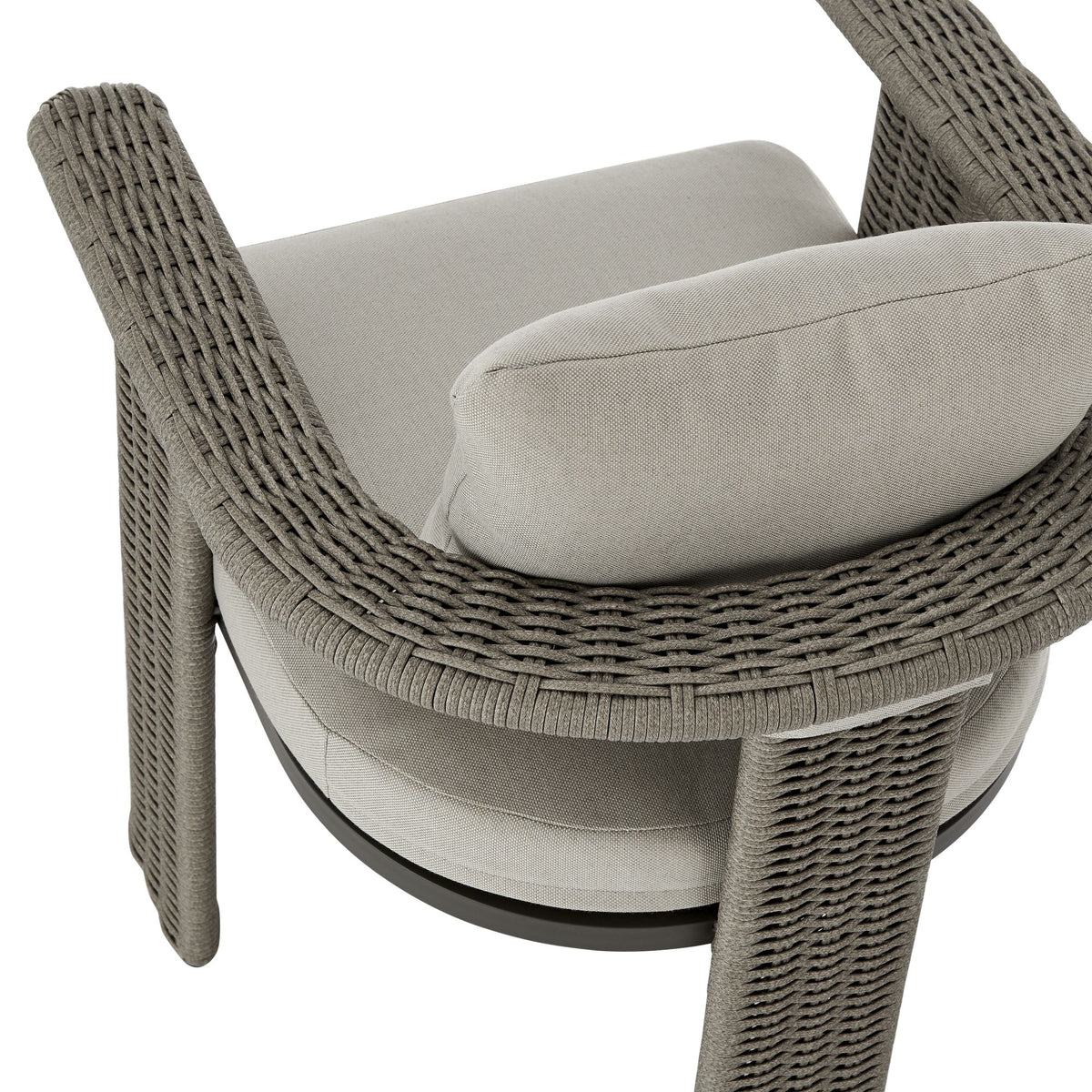 Ciela - Outdoor Dining Chair With Rattan Trim Aluminum Frame And Clouded Taupe Cushion (Set of 2) - Dark Bronze / Gray
