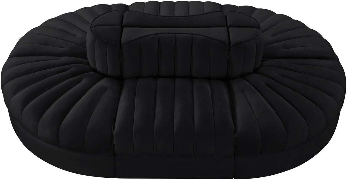 Rummi - Oval Velvet Performance Fabric Upholstered 6 Piece Modular Sectional