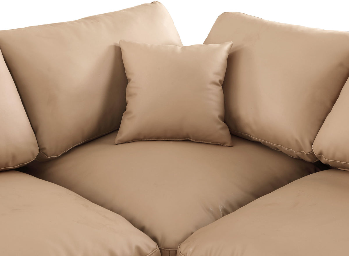 Comfy - 6 Piece Faux Leather Modular Sectional - Tan