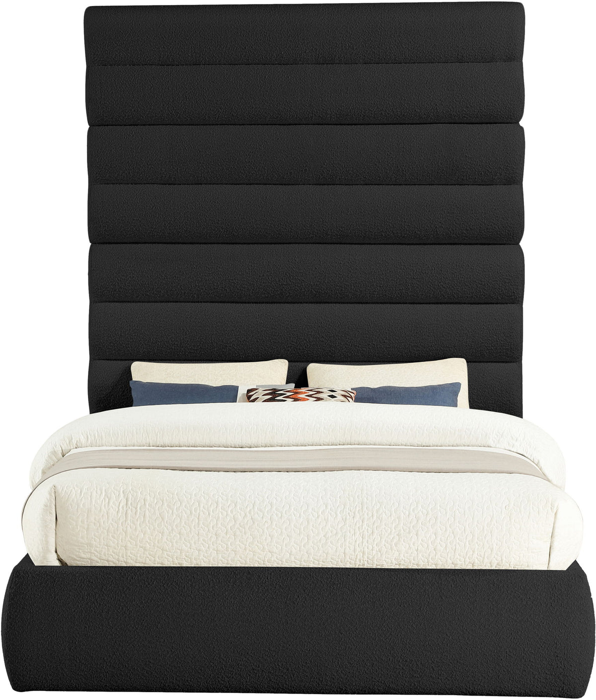 Adam - Boucle Fabric Bed With 89" Headboard