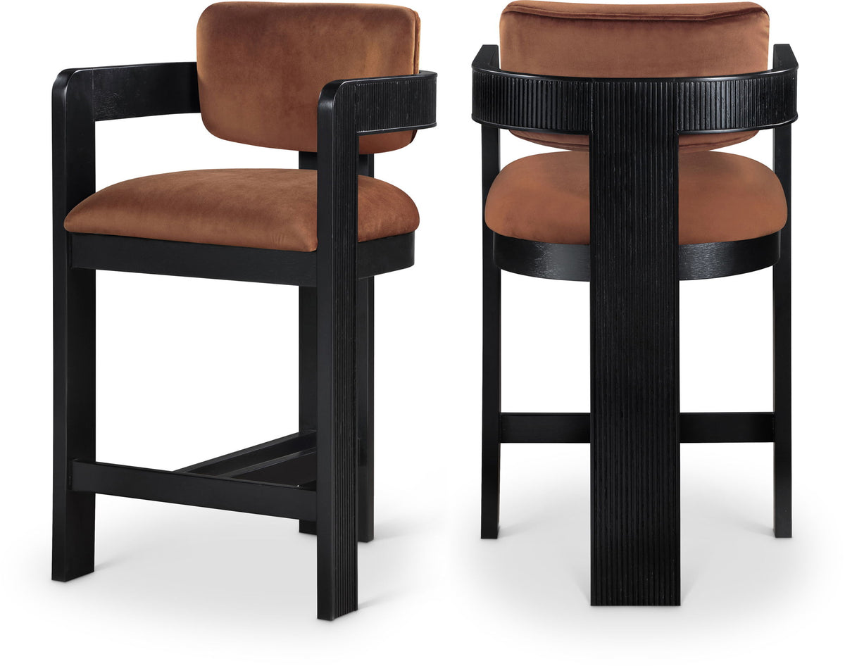Sacha - Velvet Stool With Black Base
