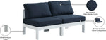 Nizuc - Outdoor Patio 2 Seat Armless Modular Sofa With White Frame