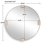 Russo - Travertine Round Mirror - Bronze / Brown / Gold