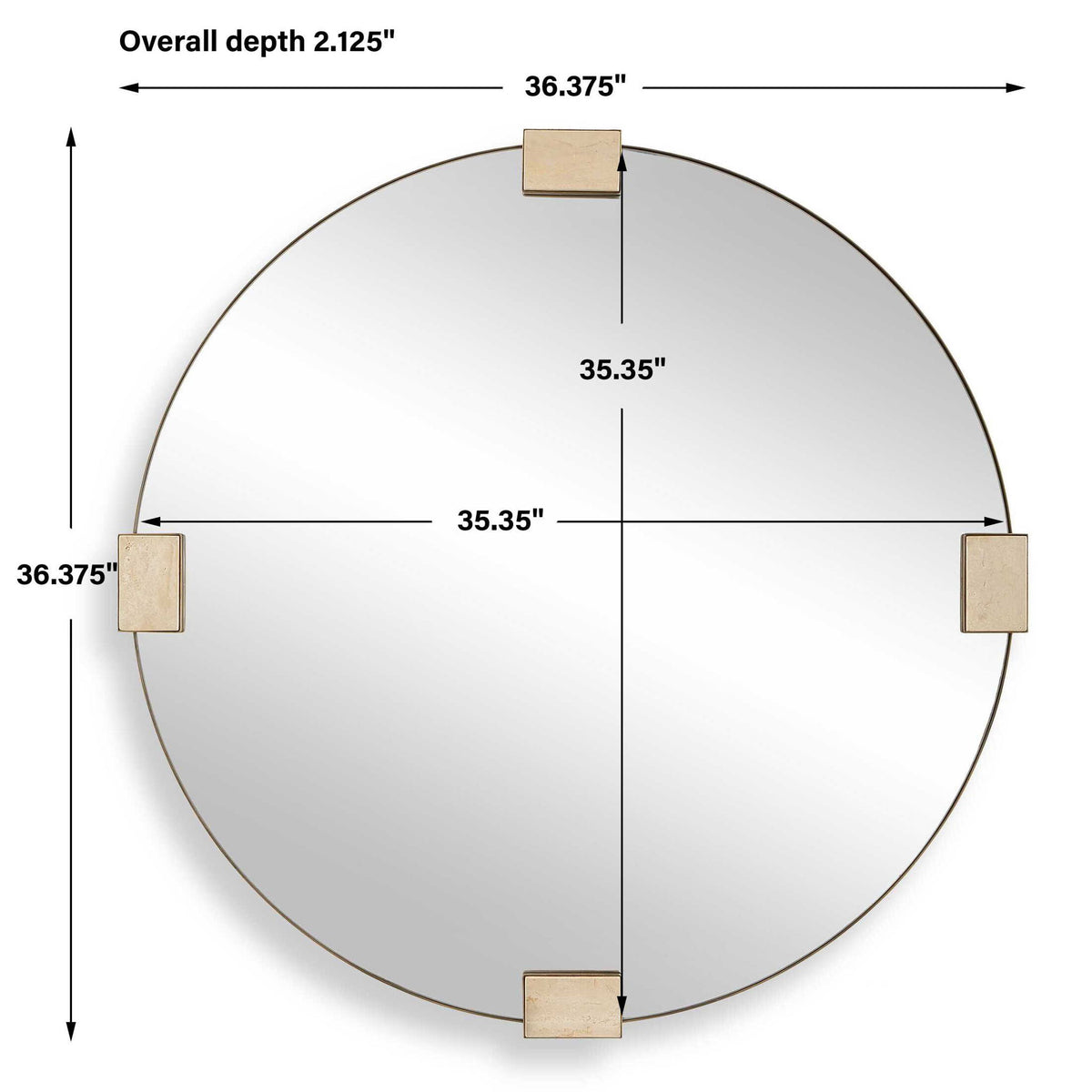 Russo - Travertine Round Mirror - Bronze / Brown / Gold