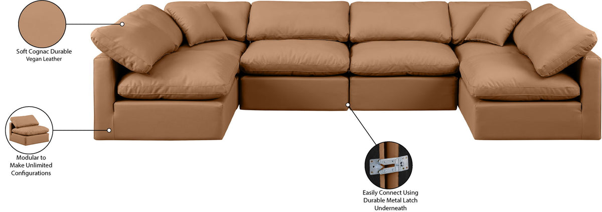 Indulge - Faux Leather 6 Piece Modular U-Shaped Sectional