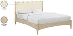 Santos - Vegan Leather Headboard And Wood Bed - Waxed Natural Frame